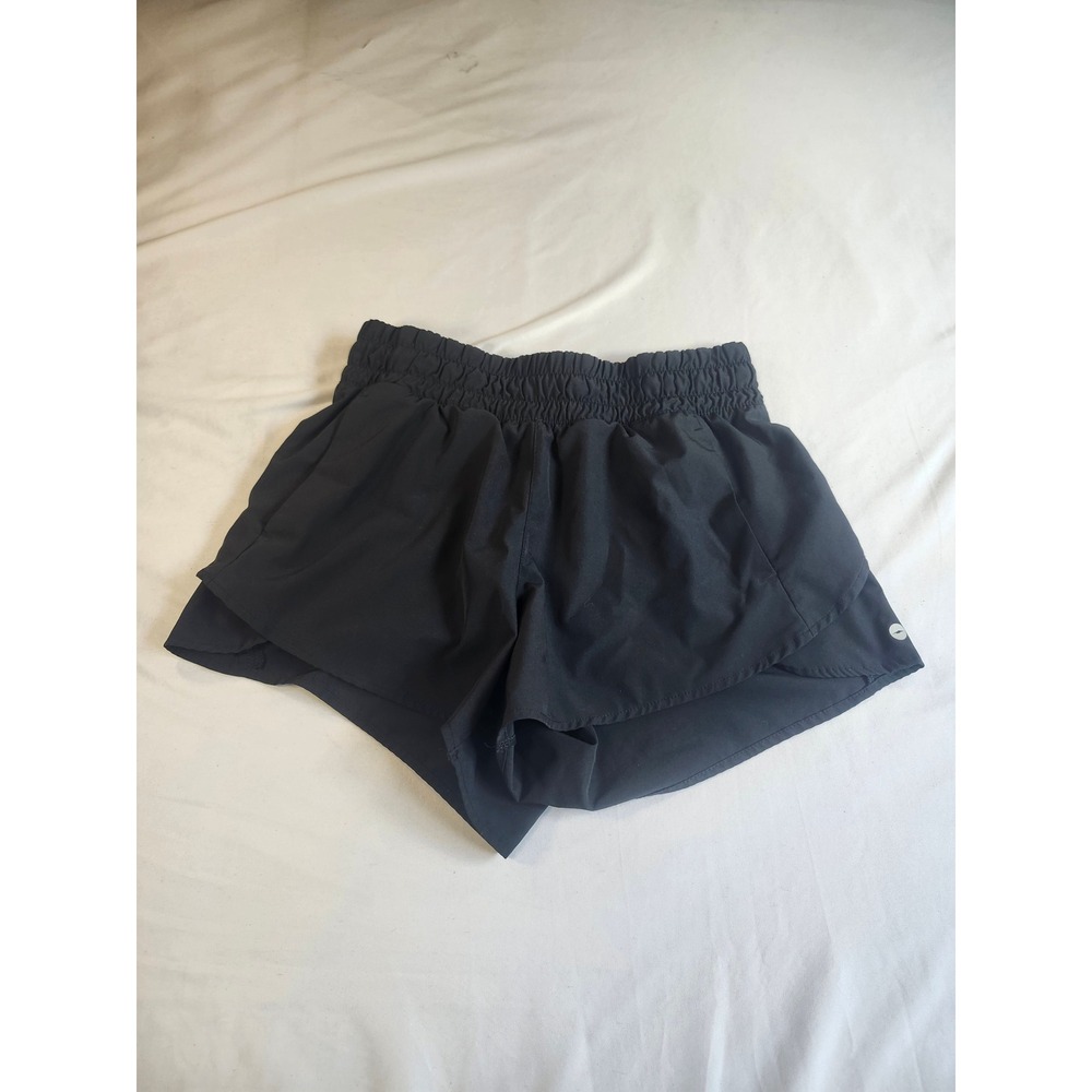 Avia Womens Black Smocked Waist Running Athletic Shorts with Liner and Pockets